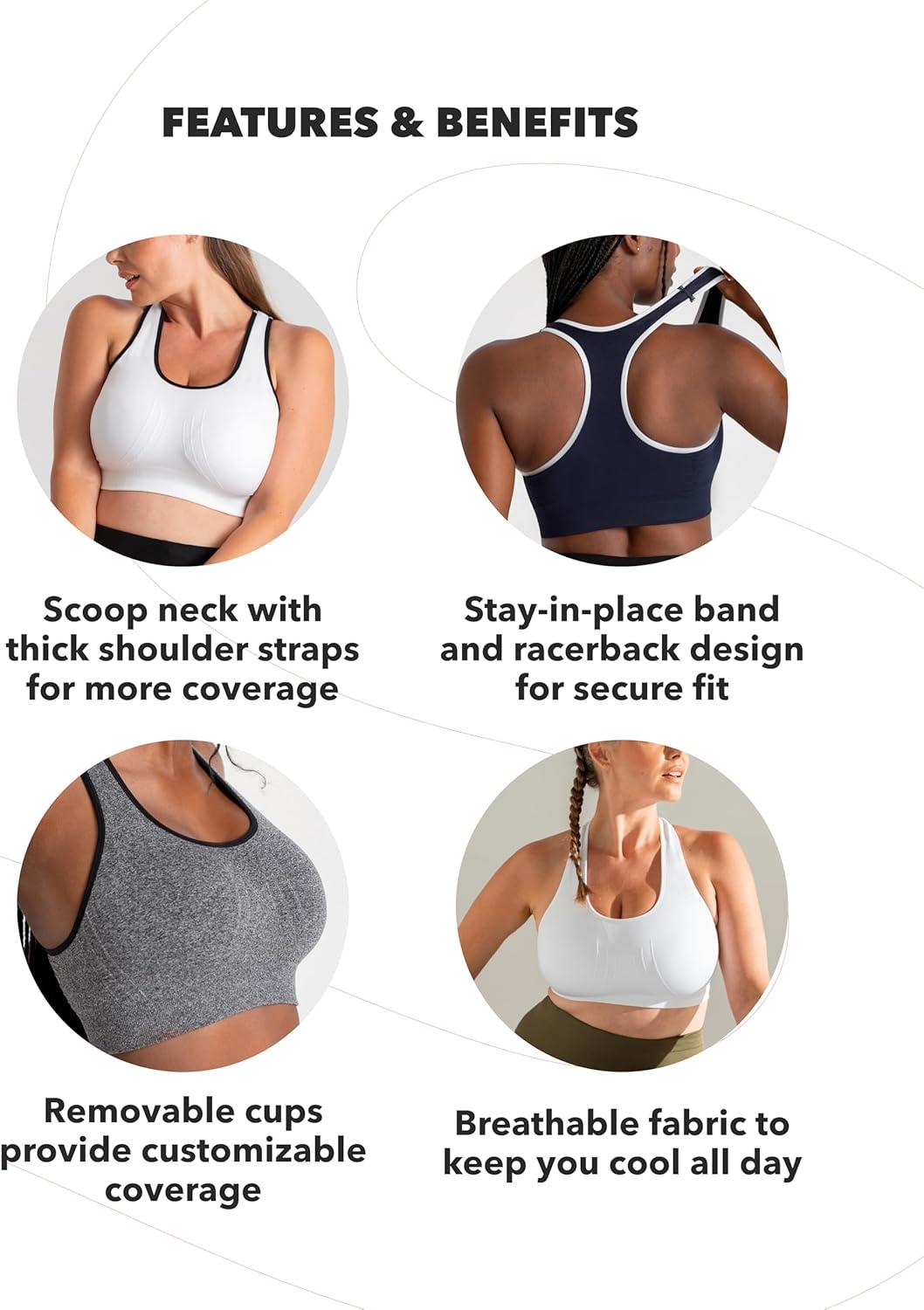 imageSHAPERMINT Sports Bras for Women  Workout Bras for Women Plus Size Sports Bra Workout Tops for Women High SupportBlack With White Trim