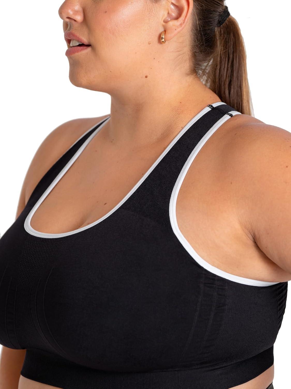 imageSHAPERMINT Sports Bras for Women  Workout Bras for Women Plus Size Sports Bra Workout Tops for Women High SupportBlack With White Trim