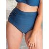 imageSHAPERMINT Women Ruched High Waisted Bikini Bottom Swimsuit Tummy Control Full Coverage Swimwear Small to Plus SizeOcean Blue