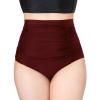 imageSHAPERMINT Women Ruched High Waisted Bikini Bottom Swimsuit Tummy Control Full Coverage Swimwear Small to Plus SizeBurgundy