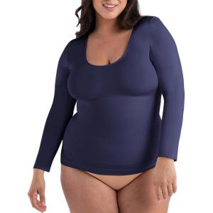 imageSHAPERMINT Cami Shaper Womens Long Sleeve T Shirts Long Sleeve Tops for Women Compression Shirt Women Long Sleeve TopsNavy