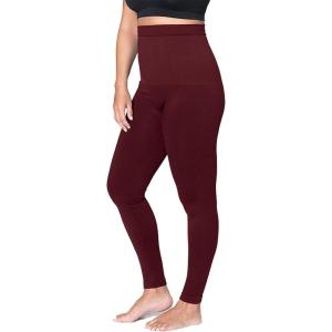 imageSHAPERMINT Leggings for Women Tummy Control  High Waisted Shapewear Leggings Womens Plus Size Thick NonSeeThroughBurgundy