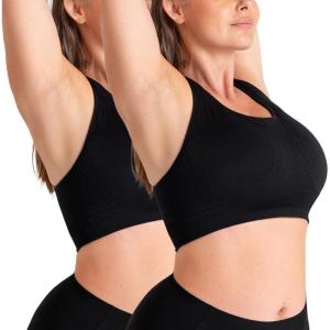 imageSHAPERMINT Sports Bras for Women  Workout Bras for Women Plus Size Sports Bra Workout Tops for Women High Support2 Pack  Black