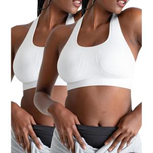 imageSHAPERMINT Sports Bras for Women  Workout Bras for Women Plus Size Sports Bra Workout Tops for Women High Support2 Pack  White