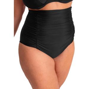 imageSHAPERMINT Women Ruched High Waisted Bikini Bottom Swimsuit Tummy Control Full Coverage Swimwear Small to Plus SizeBlack