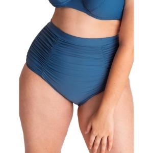imageSHAPERMINT Women Ruched High Waisted Bikini Bottom Swimsuit Tummy Control Full Coverage Swimwear Small to Plus SizeOcean Blue