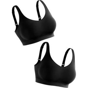 imageSHAPERMINT Wireless Bras for Women No Underwire  Small to Plus Size Bralettes with Support and Natural LiftBlack 2 Pack  Adjustable Straps