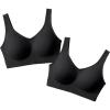 imageSHAPERMINT Wireless Bras for Women No Underwire  Small to Plus Size Bralettes with Support and Natural Lift2pack  Black