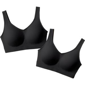 imageSHAPERMINT Wireless Bras for Women No Underwire  Small to Plus Size Bralettes with Support and Natural Lift2pack  Black