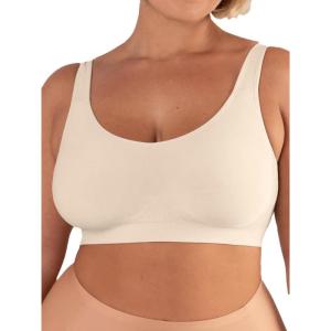 imageSHAPERMINT Wireless Bras for Women No Underwire  Small to Plus Size Bralettes with Support and Natural LiftBeige  Adjustable Straps