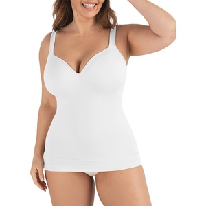 image:imageSHAPERMINT Sweetheart Cami with BuiltIn Bra for Women Wireless Camisole Tank Top Tummy Shapewear Small to Plus SizeWhite