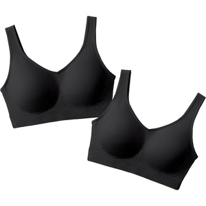 image:imageSHAPERMINT Wireless Bras for Women No Underwire  Small to Plus Size Bralettes with Support and Natural LiftBlack 2 Pack  Fixed Straps